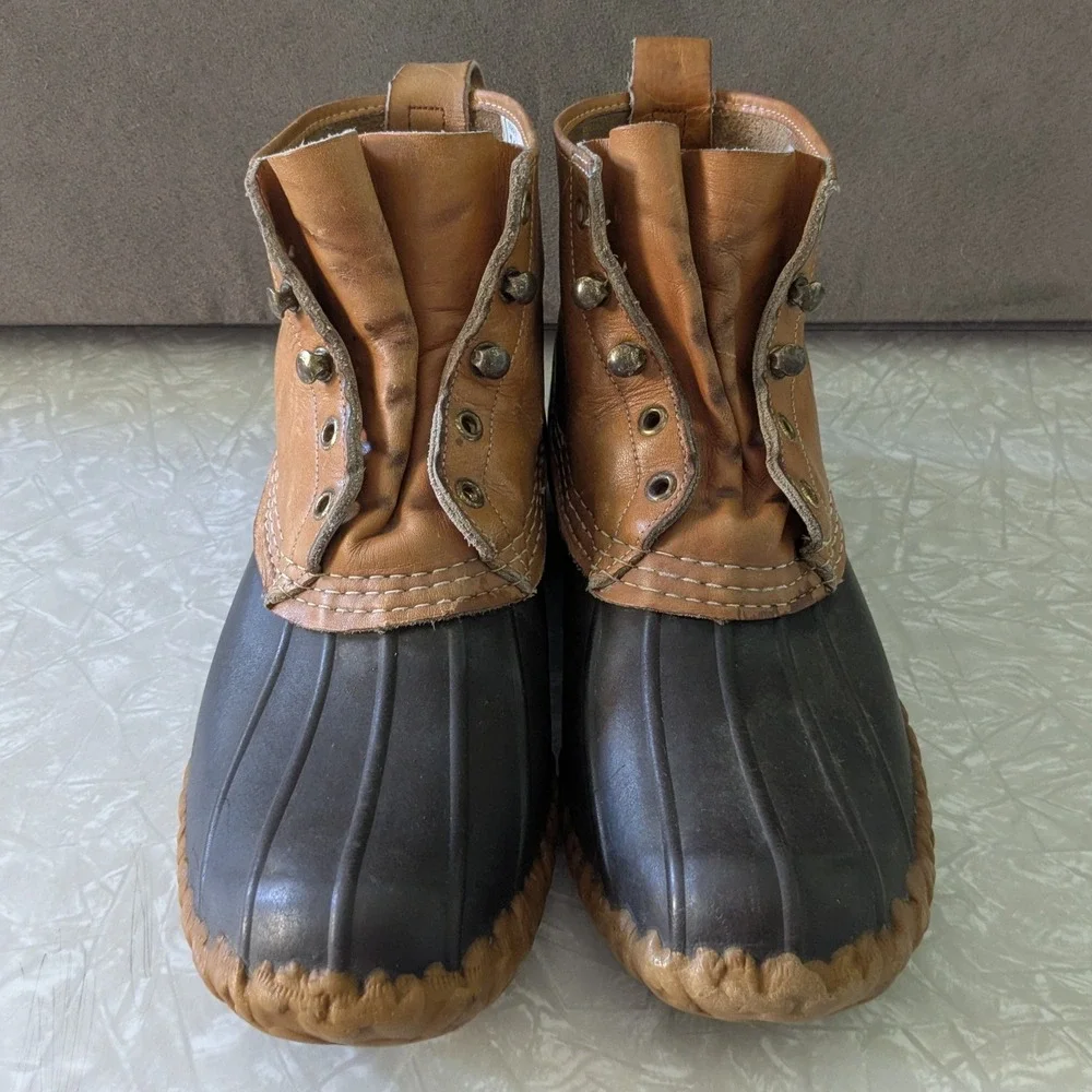 Vintage LL Bean Mens 9 Hunting Duck Boots Brown Tan Made in USA